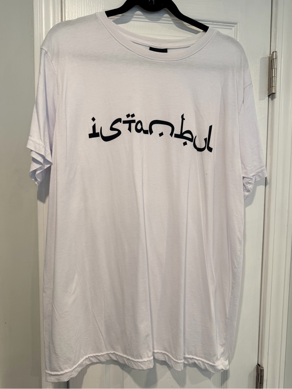 Istanbul Turkey Arabic Script Graphic White Black T-Shirt 100% Cotton Size 2XL